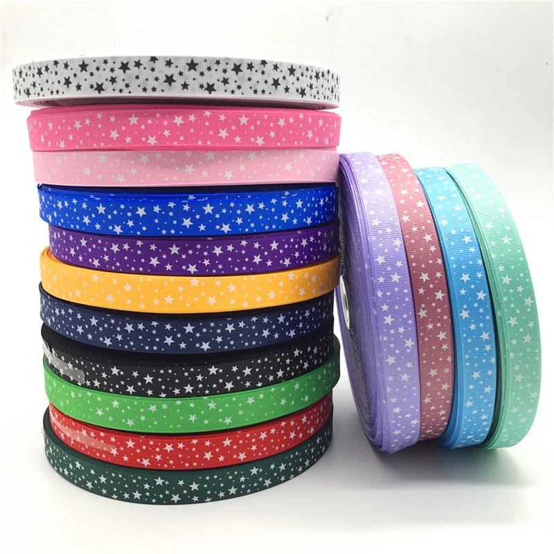 5 ярдов/партия лента в рубчик с принтом виде фиолетовой звезды 5/8 дюйма (15 мм)|Ленты
