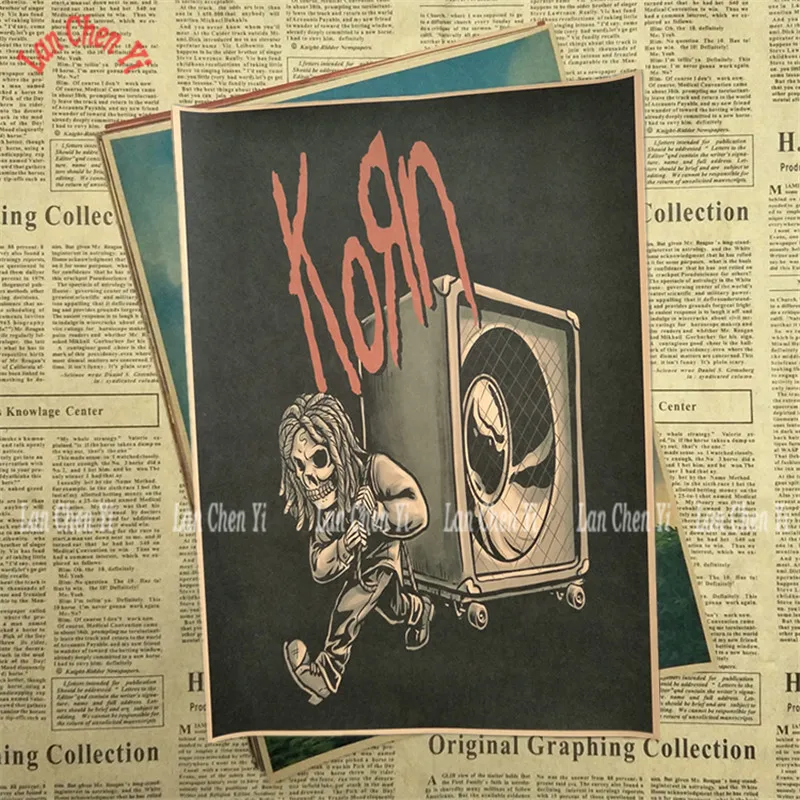 Зеленый Korn Рок-Группа Музыка крафт-бумага плакат Винтаж Высокое качество печати рисунок ядро декоративная живопись - Цвет: Зеленый