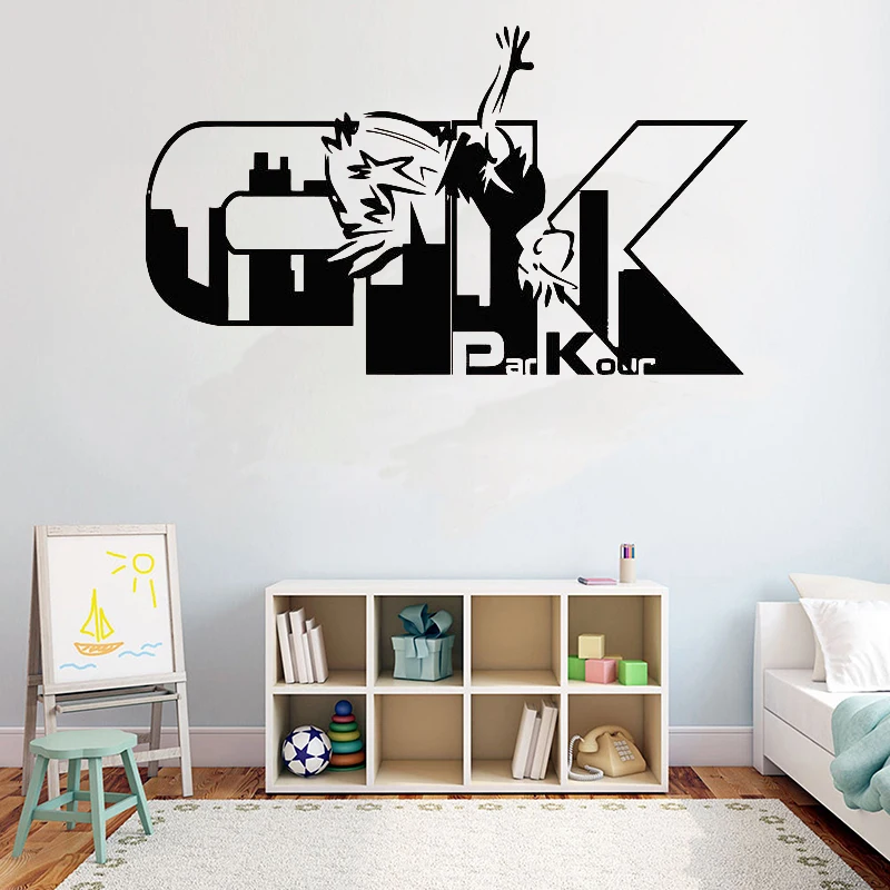 

Parkour Wall Sticker Street Sport Decals removeable Vinyl Art stickers home decor for teens room boys room decoration mural G990