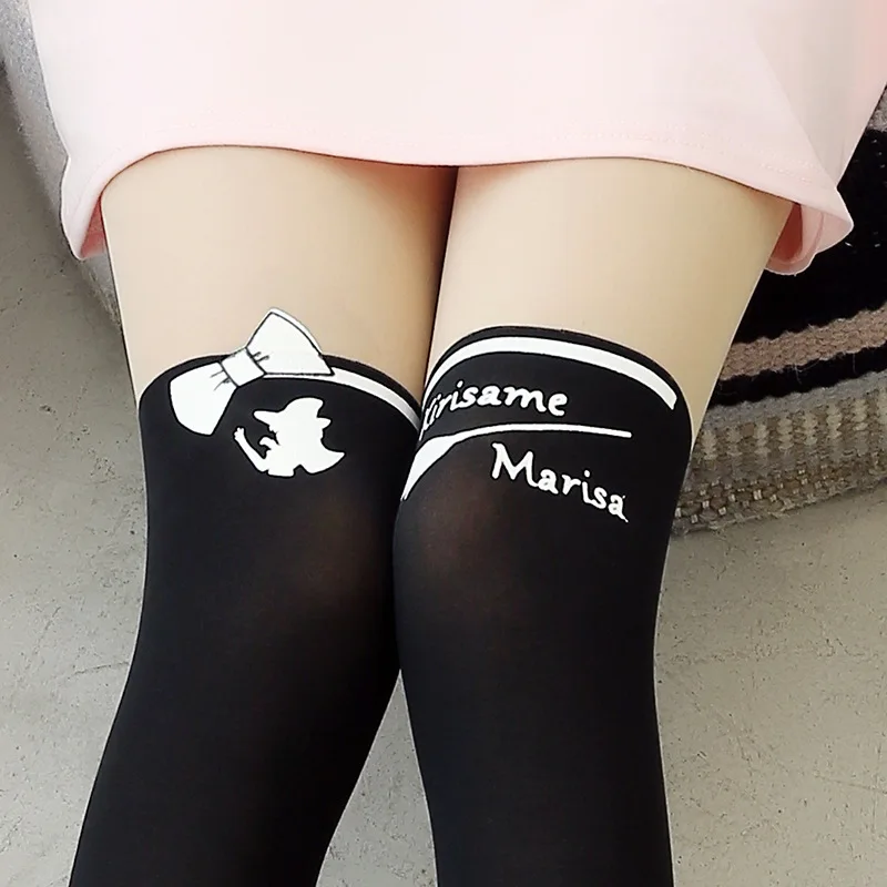 24 Kinds Of Hot Arrived Styles 90cm Women Pantyhose Cute Sexy Cat Pattern Printed Tattoo Cartoon Style Girl's Sheer Stockings - Color: Style13