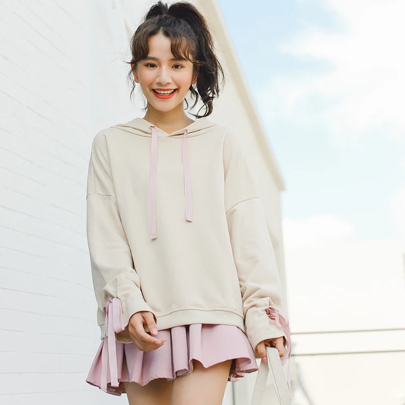 Harajuku модная Корейская толстовка зима 2019 осень женские толстовки с капюшоном