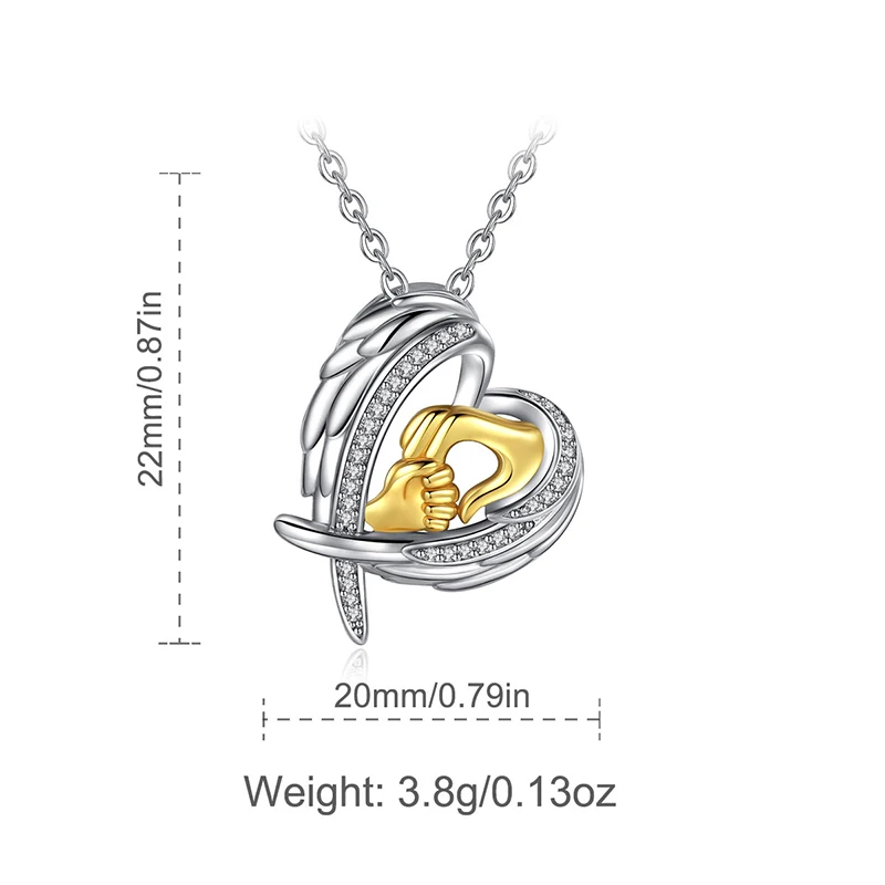 Authentic Eudora, 925 пробы, серебро, крылья ангела, сердце, подвеска, ожерелья, модное золото, ручная работа, модное ювелирное изделие для женщин