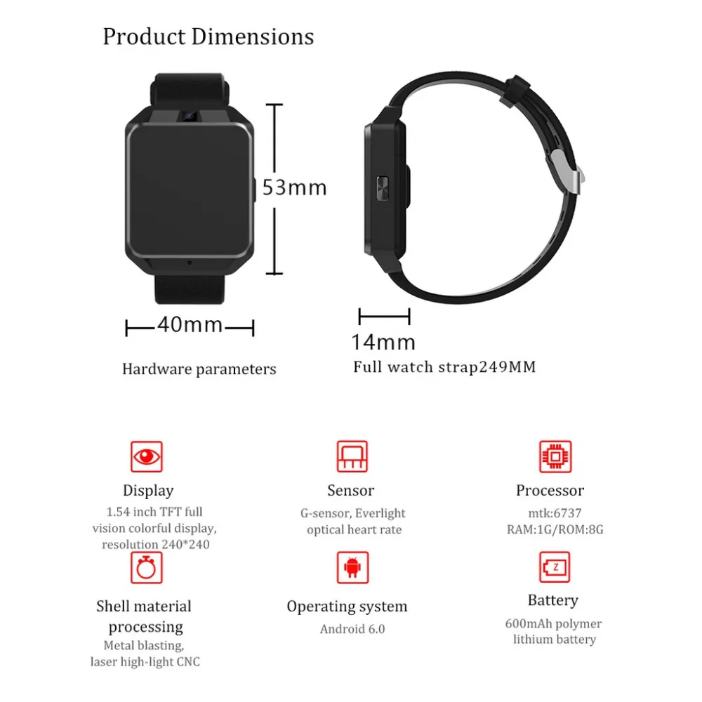 4G GPS Android 6.0 Смарт-часы M5 MTK6737 Монитор сердечного ритма с поддержкой SIM-карты Камера Бизнес-смарт-часы для мужчин и женщин 2018 Подарок