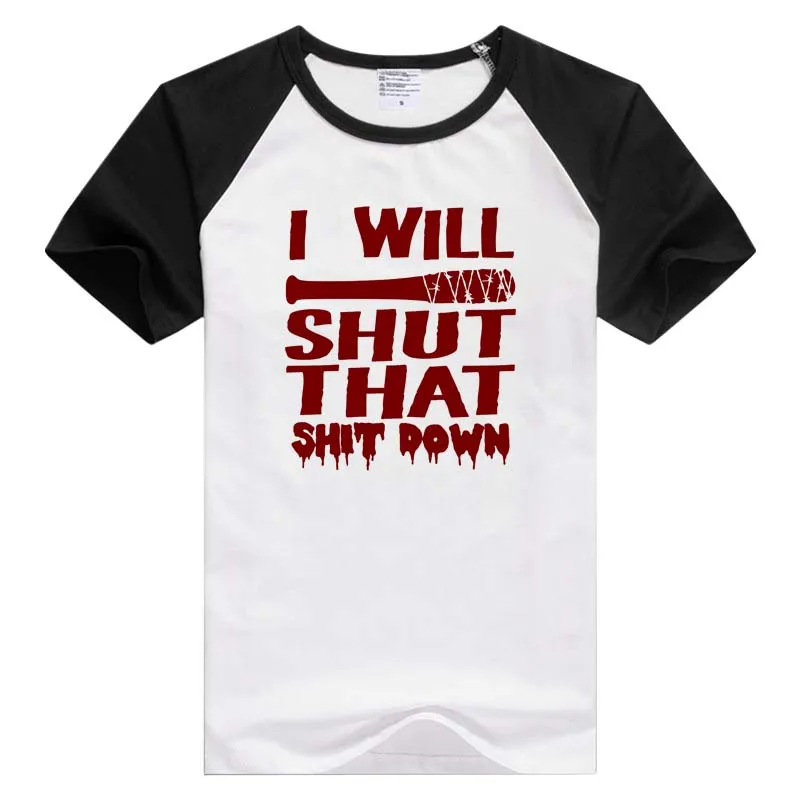 

Shut that sh(it) down -The Walking Dead- short sleeve men T-shirt Comfortable Tshirt Cool Print Tops Tees Novelty design GA121