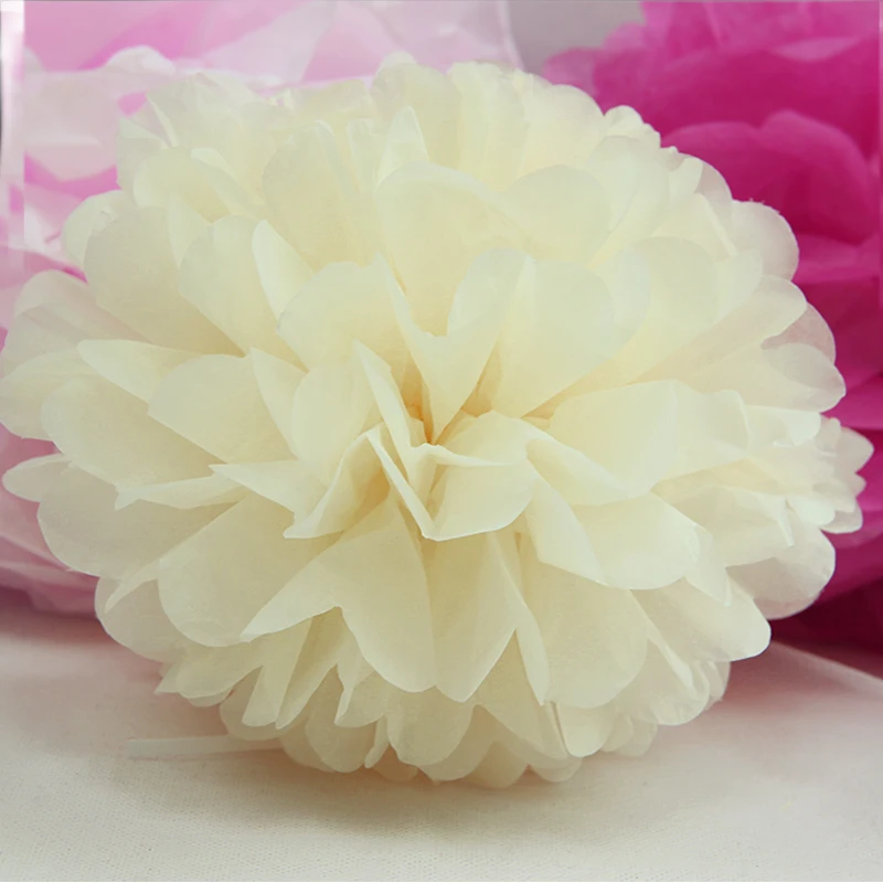 6 дюймов 15 см тканевая бумага Pom Poms цветок шар помпон для дома сад Свадьба детский душ День рождения украшение для детских поделок сделай сам - Цвет: Бежевый