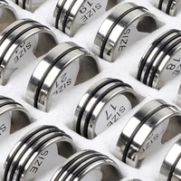 hot selling 24pcs mixed stainless steel black rubber rings wholesale bulk men women wedding ring jewelry gifts 17 22mm