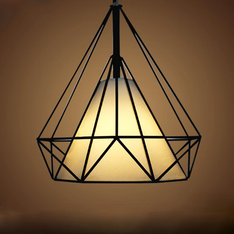 

New Hot modern black birdcage pendant lights iron minimalist retro light Scandinavian loft pyramid lamp metal cage with led bulb