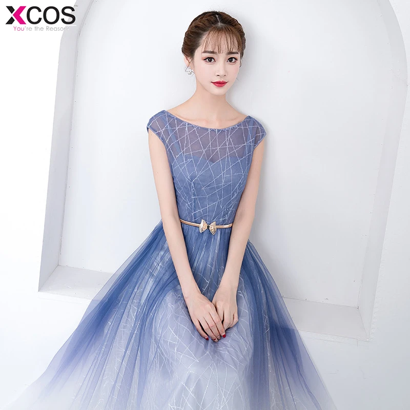 О образным вырезом длиной до пола Длинные вечерние платья vestido de festa сексуальный