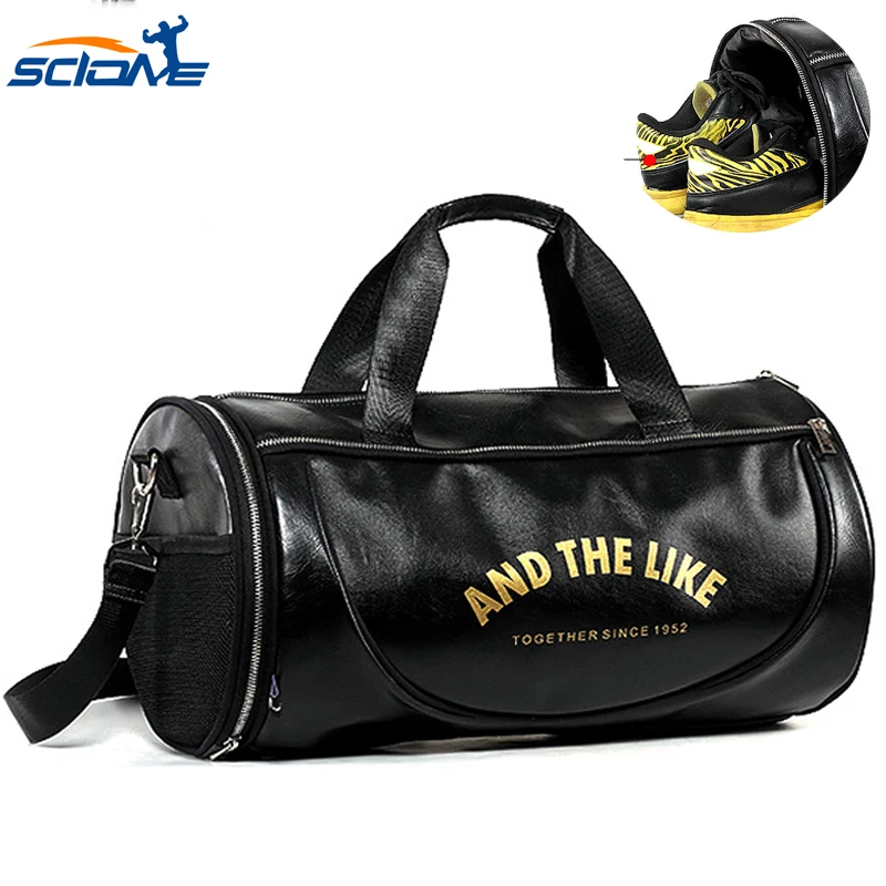 Scione PU Outdoor Messenger Bag Men Leather Sport with Shoes Storage Male Travel Yoga Shoulder Bolsa Sac De Bags | Спорт и