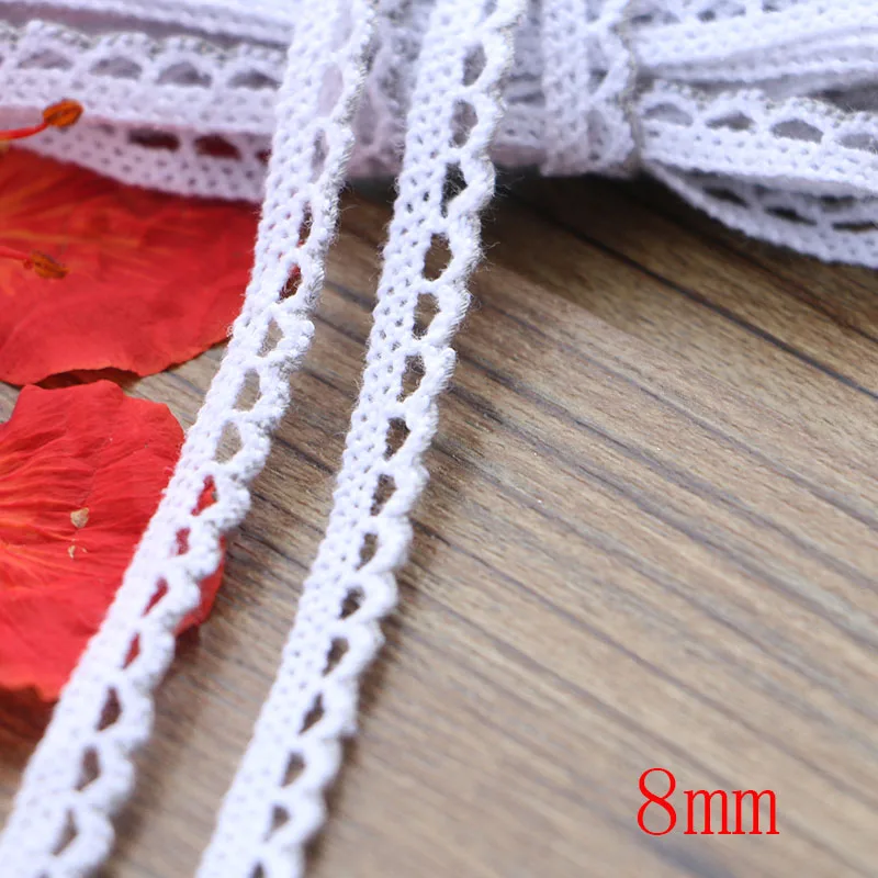 8MM 10yards 10 ярдов Diy аксессуары для одежды белые бежевые хлопковые кружева ленты ручной работы хлопок кружева планки свадебное украшение для альбома - Цвет: 8MM 10yards