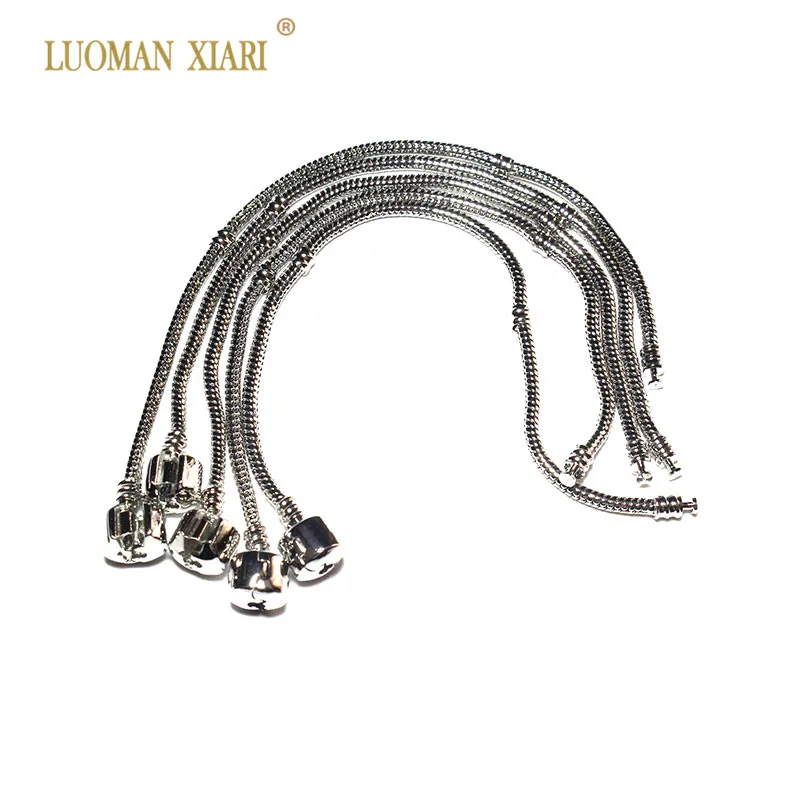 Лидер продаж 2018 простые Серебристые цепочки-змеи браслет сделай сам бусины-шармы