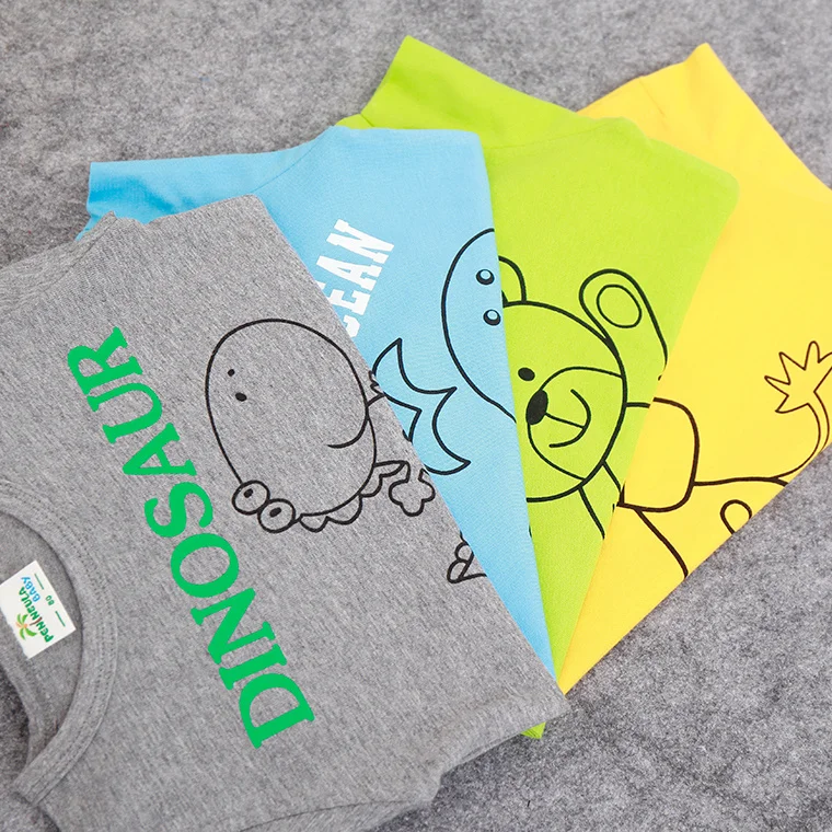 100% Хлопок детские ползунки с коротким рукавом Стильная футболка изображением