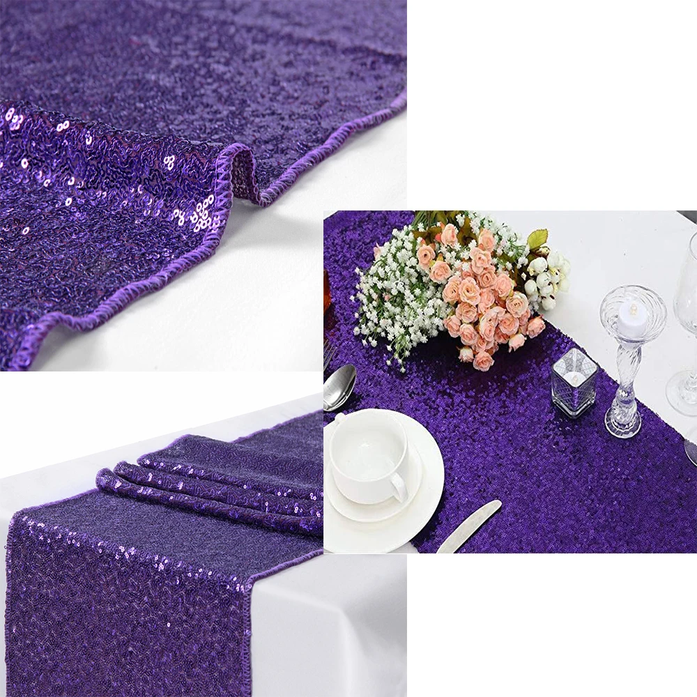 30x180 см 12X72inchSparkly Фиолетовый блесток настольный бегун для свадебной вечеринки