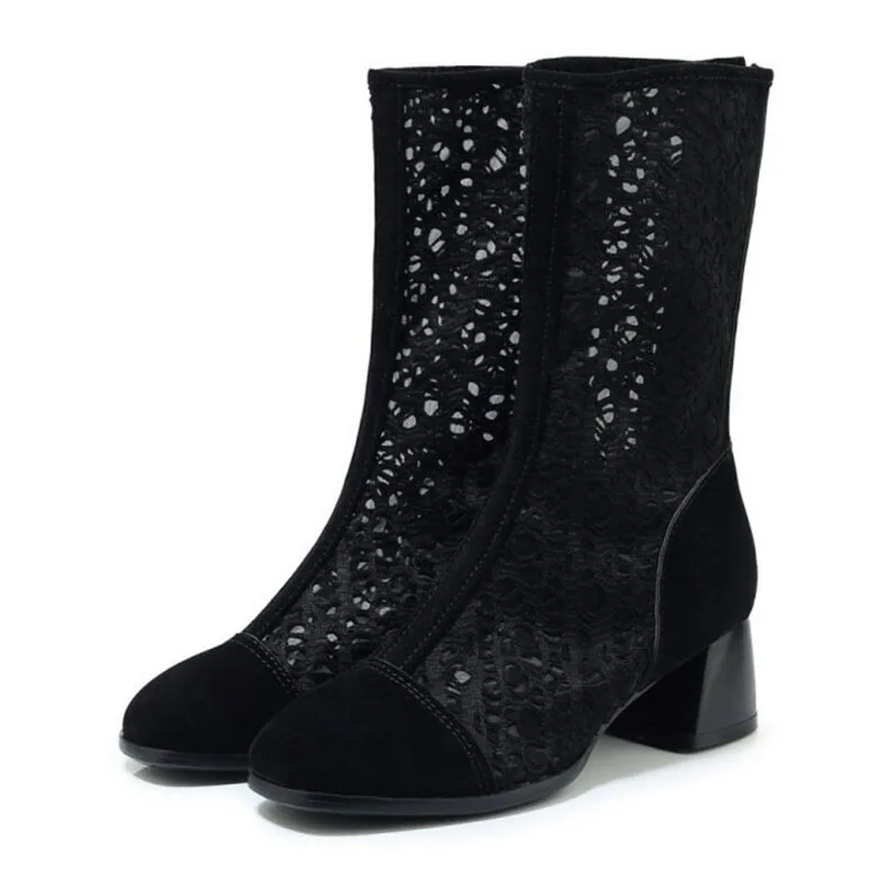 Женские повседневные замшевые ботинки на молнии с вырезами толстой подошве