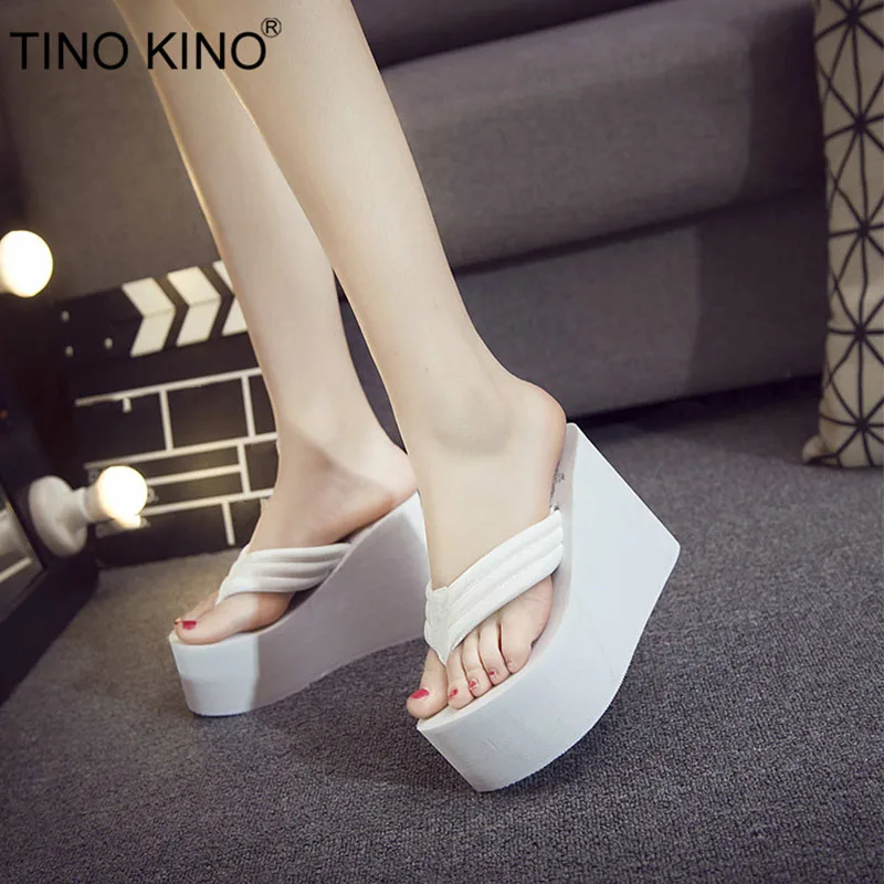 TINO KINO/Женские Летние вьетнамки на платформе Женская обувь без шнуровки Модная