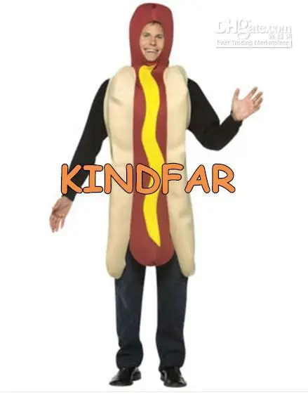 Hot selling Cute Adult cute HOT DOG Wiener in a Bun Costume Mascot HotDog Suit Food Fancy Dress Cartoon Outfit | Тематическая
