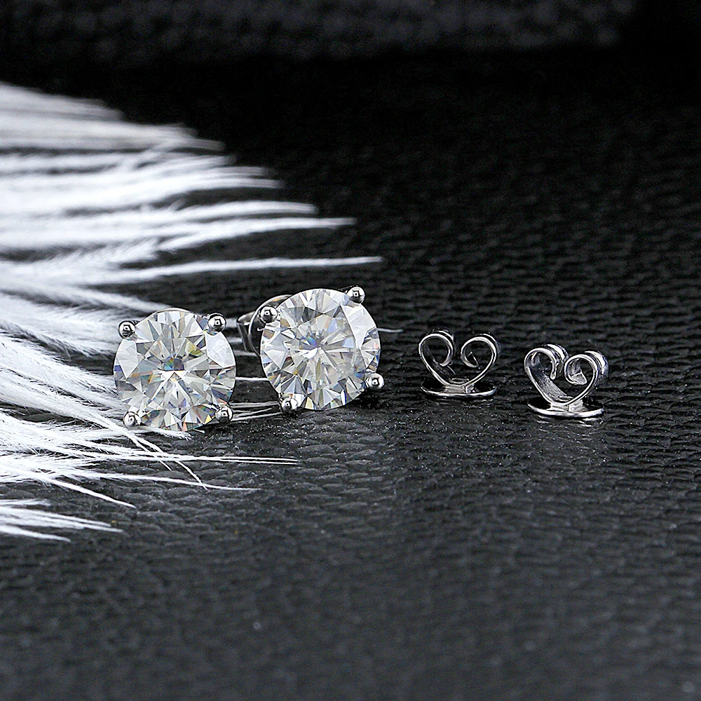 Женские серьги-пусеты Transgems 14 K 585 пробы белый цвет 2 4ctw 7 мм или 1 6ctw 6 Moissanite |