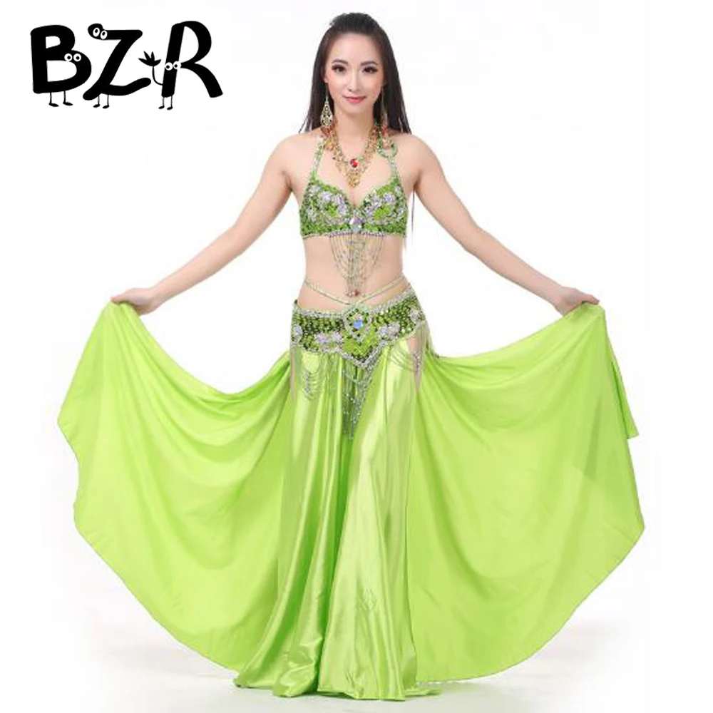 Bazzery, новинка, Женская юбка для танца живота, 16 цветов, 2 стороны, с разрезом, блестящие, атласные, длинные юбки, Свинг, юбка для танца живота, костюмы