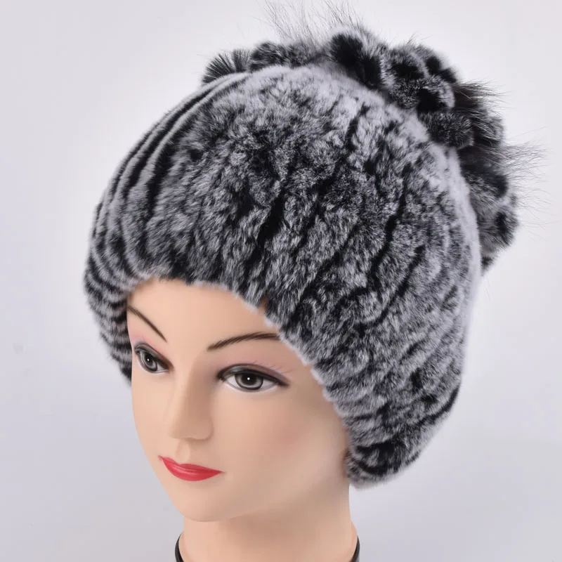 Fur hats for women winter real rex rabbit hat with silver fox fur rabbit fur Russia hot fashion good quality female  warm cap