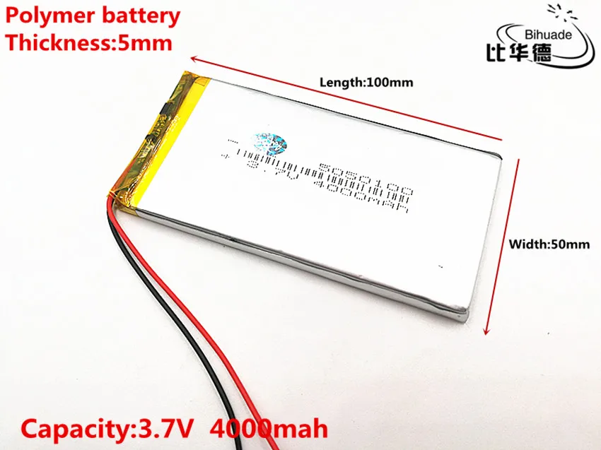 5pcs/lot 5050100 3.7V 4000mAh lithium polymer rechargeable li ion battery for GPS DVD PDA | Электроника