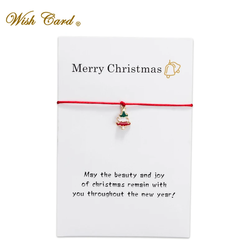 Wish Card Merry Рождество браслеты с деревом для женщин друг подарок на день рождения
