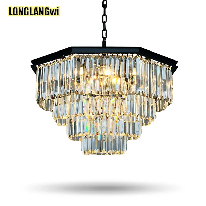 

Retro Large chandelier Lamp Contracted LED Restaurant Hall Lights Octagonal Crystal for Living Room chandeliers Lights