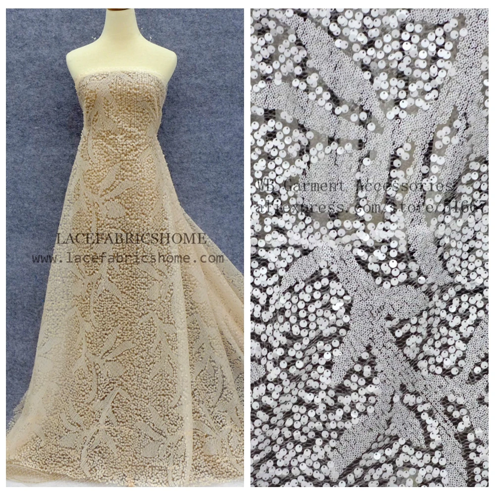 Кружевная ткань с блестками 130 см | Дом и сад