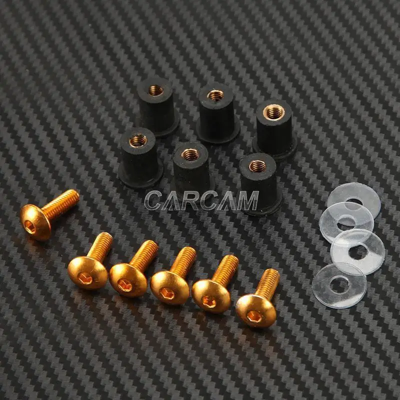 6x M5 Золотой Мотоцикл ветрового стекла болты винт для Yamaha Kawasaki Suzuki Ducati Honda Triumph KTM Can