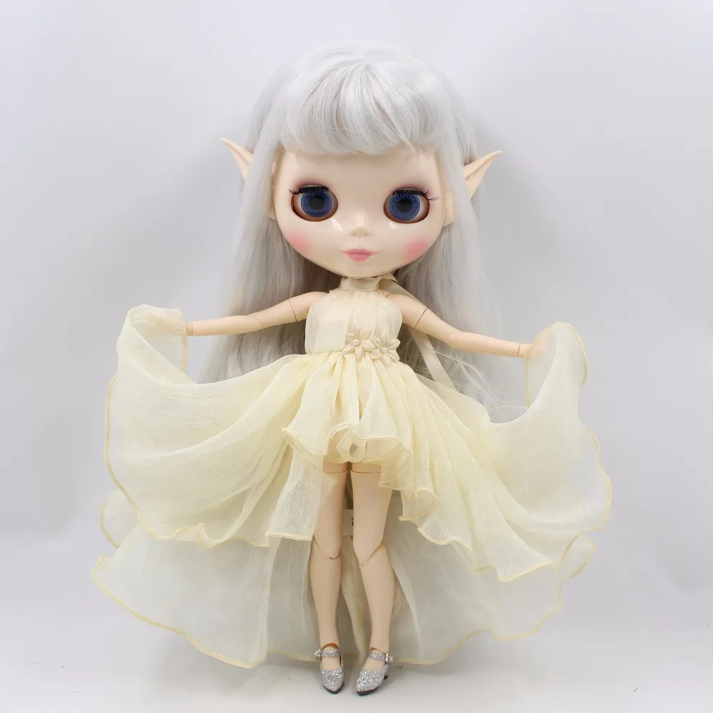 Ледяная фабрика blyth кукла игрушка седые волосы с ушами белая кожа суставное тело, не нужно стричь оригинальные уши, глина в подарок
