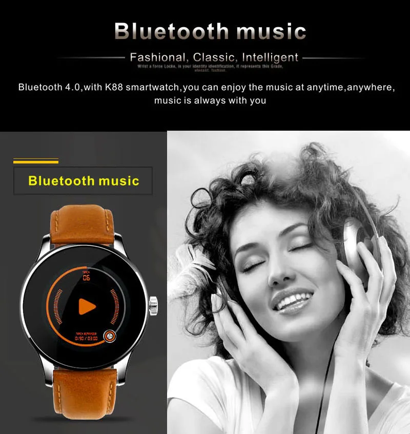 K88H умные часы ips 1,22 в круглый экран Поддержка монитор сердечного ритма Bluetooth для мужчин и девочек умные часы для IOS Android Удаленная камера
