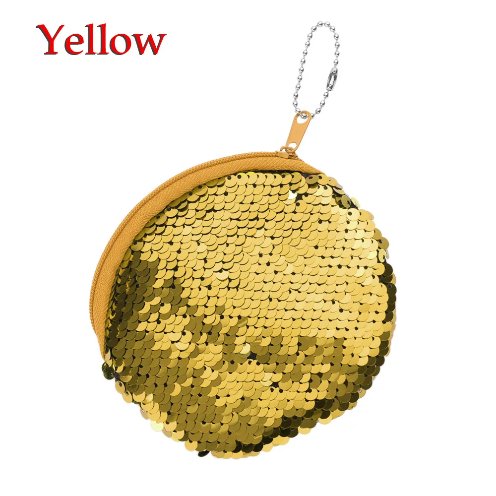 Yellow Bag Женский Детский Модный Блестящий кошелек русалки с блестками, вечерние сумочки на молнии, Круглый квадратный клатч, Сумочка для девочек, подарки - Цвет: Yellow Bag