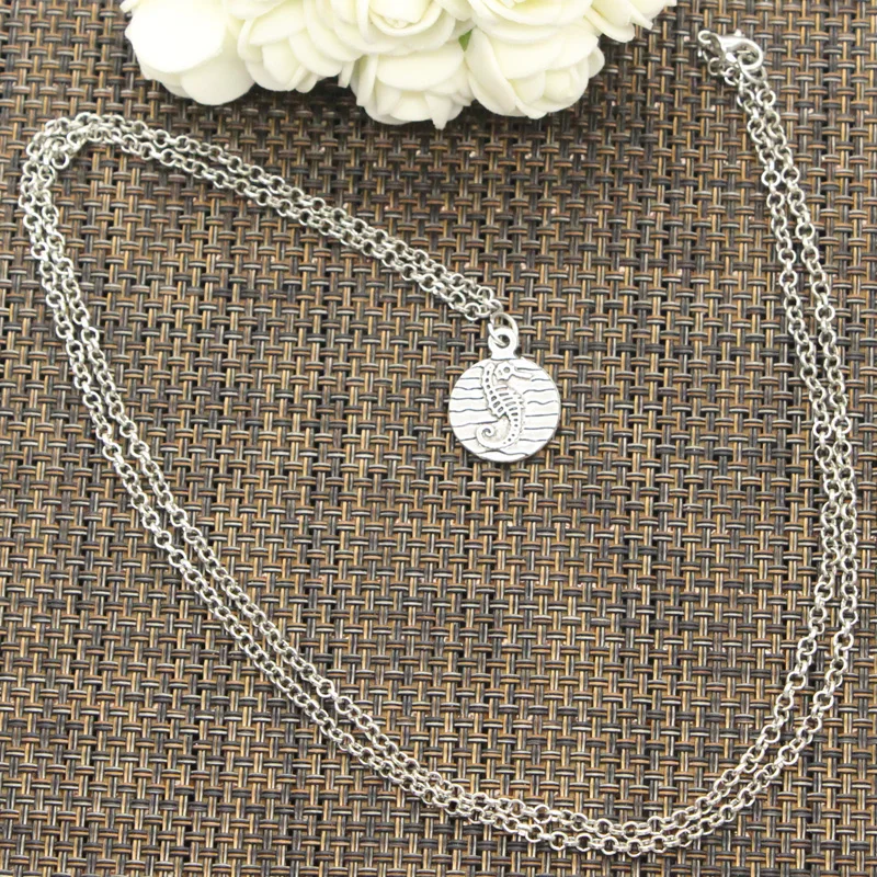 Новые модные гиппокамп морской конек диск Подвески круглый крест цепи Короткие