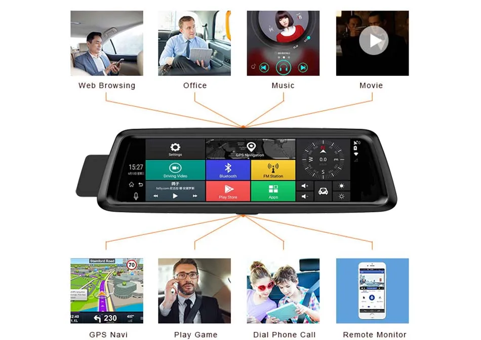 ANSTAR 4G 1" ips Dvr автомобильный 1080P двойной объектив Автомобильный dvr камера Авто Bluetooth FM зеркало заднего вида видео регистратор gps навигация русский