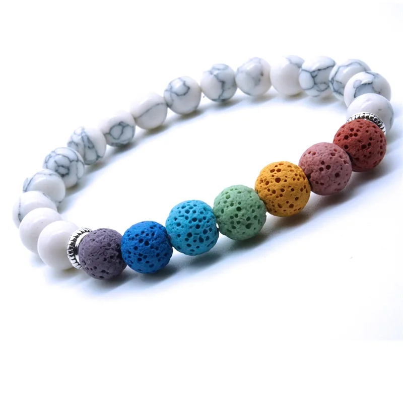 Красочный лавовый камень 8 мм 7 чакр бусины Аром браслет с диффузором эфирного