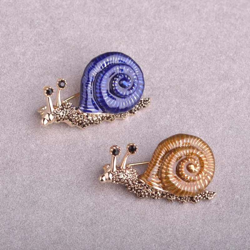 Blucome Snails Brooches For Women Antique Fleur De Lis Enamel Esmalte Animal Brooch Pins Shirt Collar Clip Rhinestone Broaches|snail brooch|animal