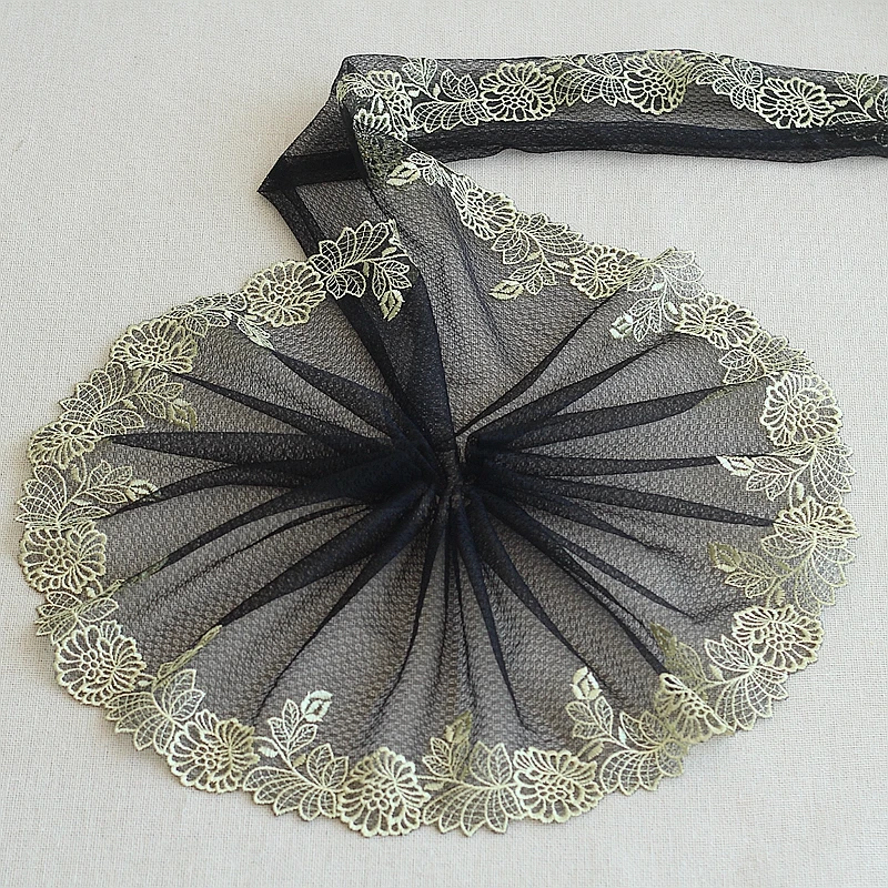 

MLAEY 2 Y черный изысканный вышитые цветок кружевная бейка высокое качество кружевной ткани DIY Craft и шитья платье Костюмы аксессуары