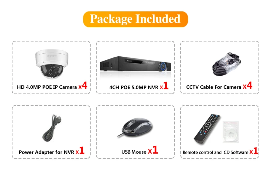 CCTV камера системы POE 4CH NVR комплект 48 В Onvif 4.0MP безопасности HD IP камера домашний уличный товары теле и видеонаблюдения