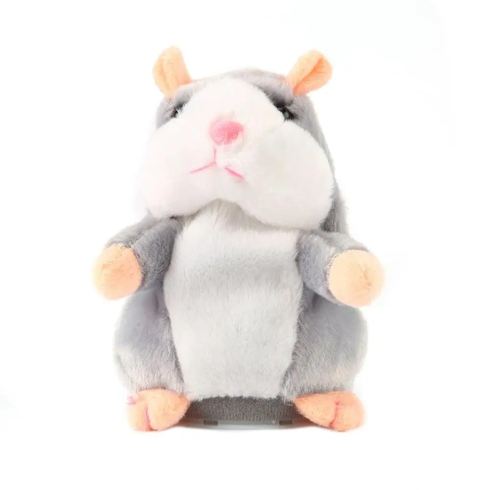 16cm Lovely Talking Hamster Sound Record Repeat Stuffed Plush Christmas Animal Kawaii Talking Nodding Hamster Toy Drop shipping - Цвет: Grey