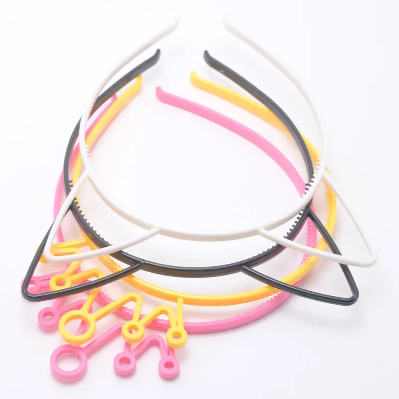 4 шт./лот прелестные модные туфли Кот уха Hairbands Для женщин девушек Зубы волос Группа Головные уборы оголовье аксессуары для волос - Цвет: B W Hot pink Yellow