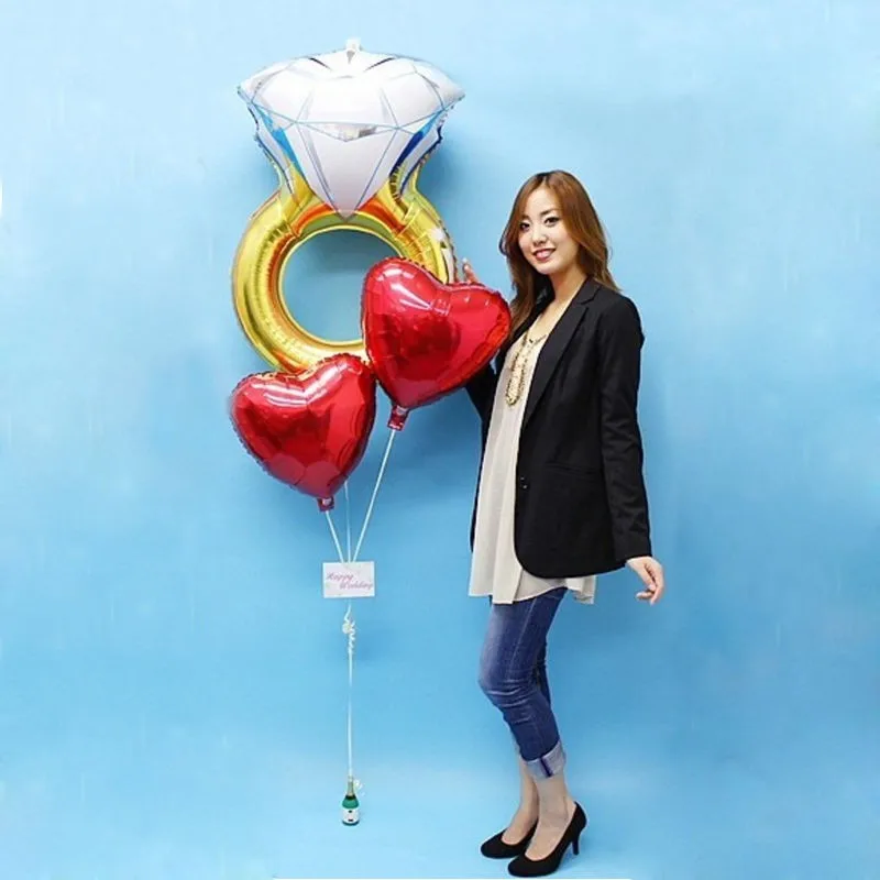 2 размера невесты АЛМАЗНОЕ КОЛЬЦО форма воздушный шар фольги Гелий помолвка