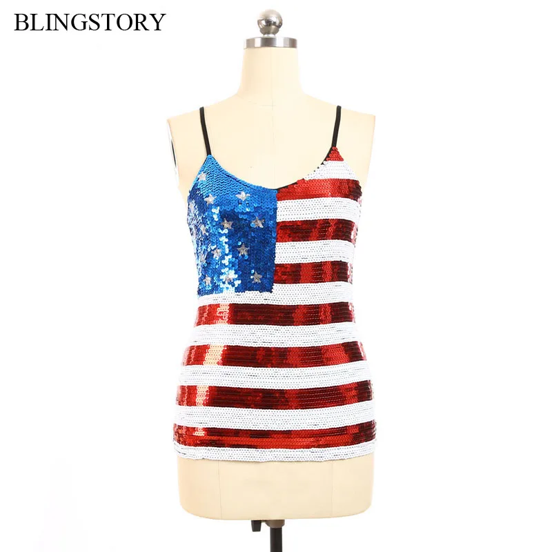BLINGSTORY американский флаг в полоску жилет без рукавов сексуальные топы с