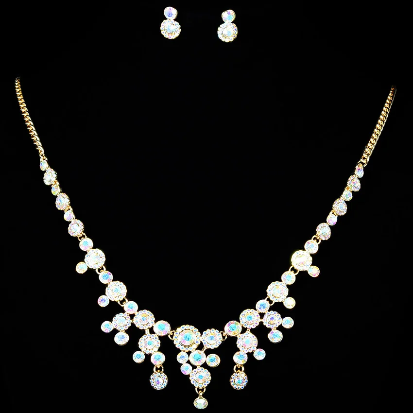 Комплект из колье и серёг с австрийским кристаллом|rhinestone bridal jewelry sets|necklace earring