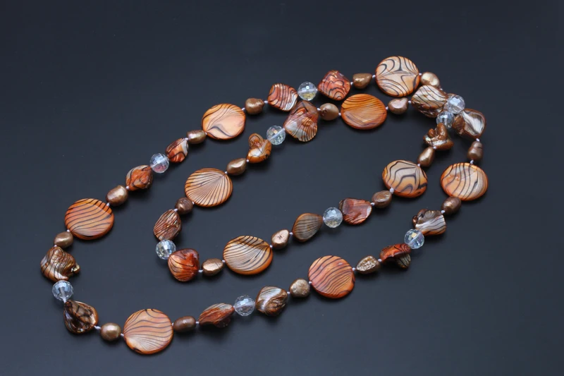 Fashion natural freshwater pearl necklace for women long mother of pearl necklace bohemia Baroque sweater necklace gift