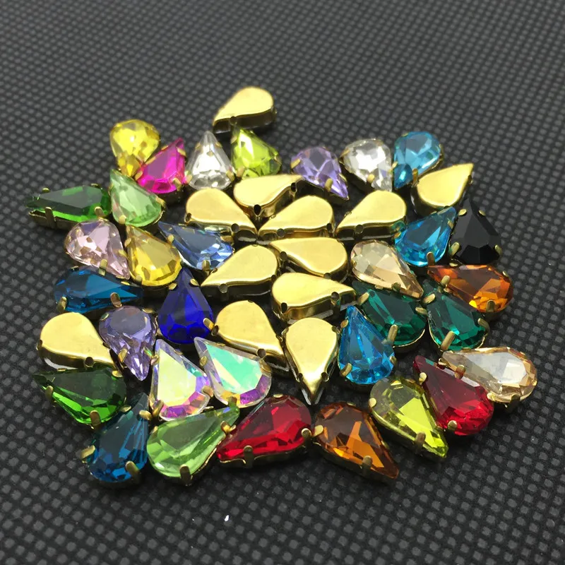 TopStone Xilion Drop Gold Claw Стразы 6x10 8x13 мм КАПЛЕВИДНАЯ пришивка стекло кристалл камень
