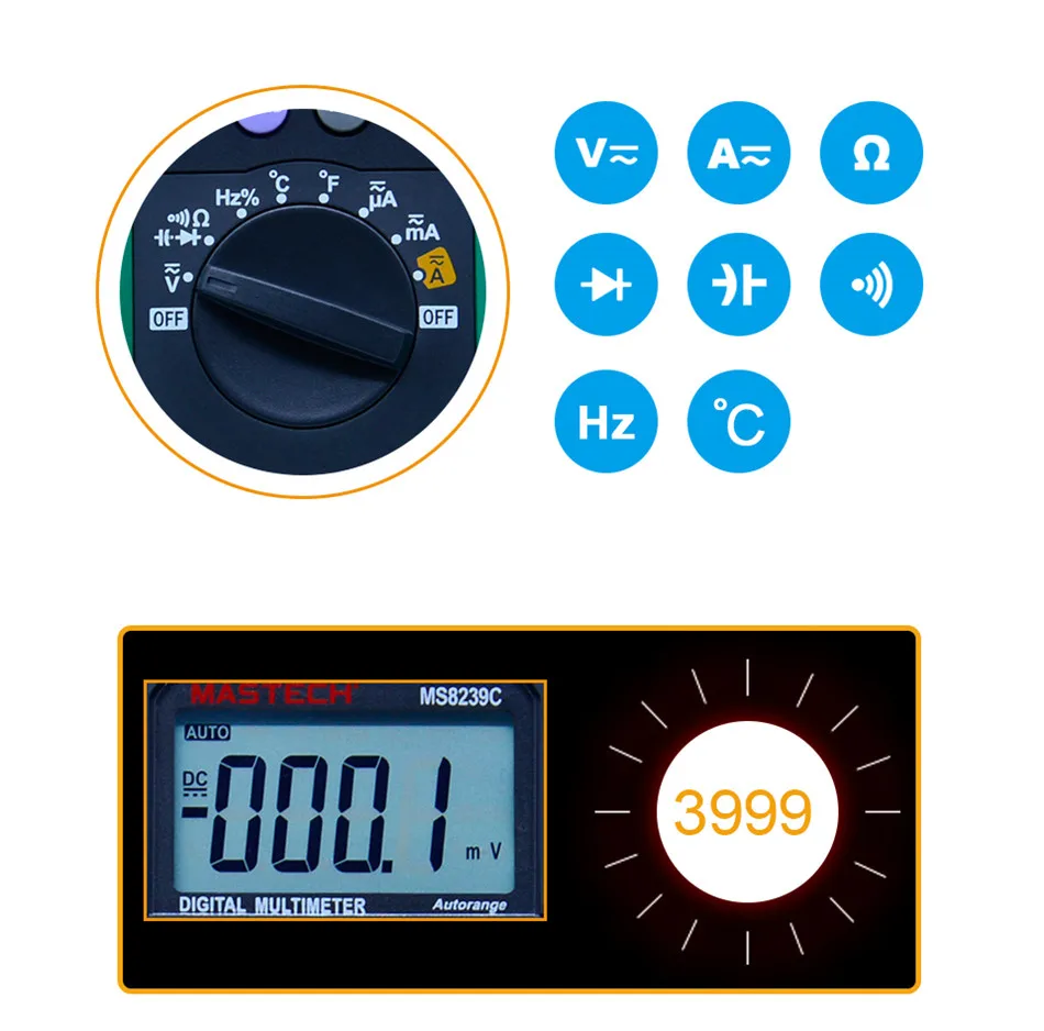 Цифровой Мультиметр MASTECH MS8239C AC DC Напряжение ток постоянной ёмкости