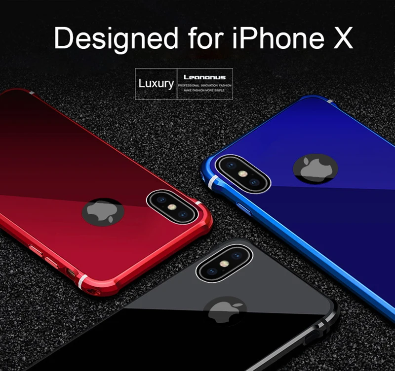 Leanonus Aluminum Metal Case for iPhone X 8 Plus 7Plus Frame+PC Hybrid Back Cover Shockproof Slim Casing iPhone8 10 |
