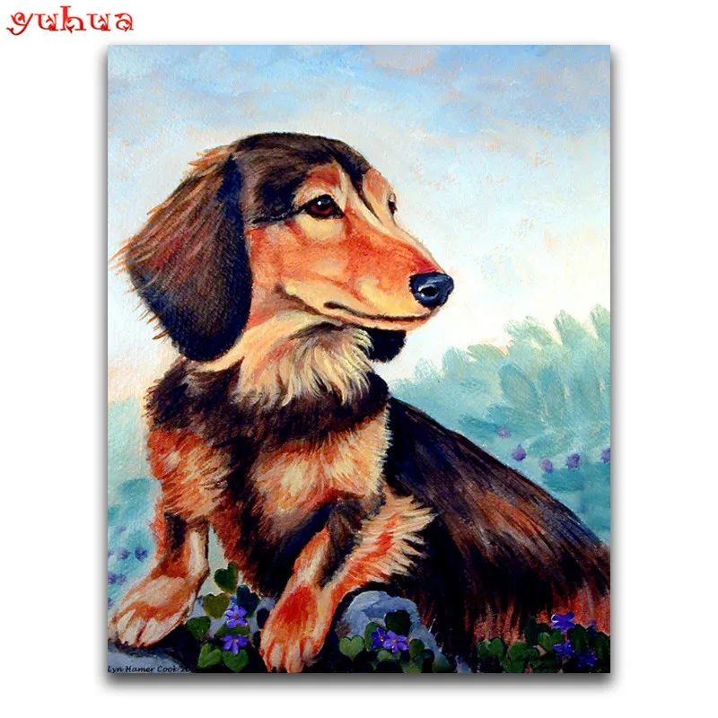 Full Round Diamond painting Cross stitch dog 5D DIY embroidery Cartoon puppy Square mosaic Colorful pets | Дом и сад