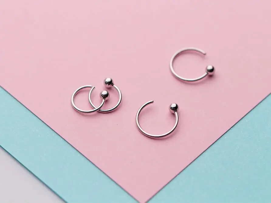 Женские и мужские серьги в виде серебряного шара|925 sterling silver|925 ball earrings925 silver |