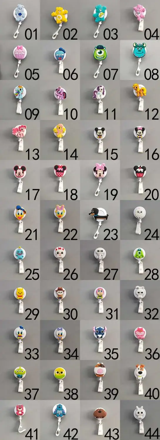 40 шт./лот Мини Kawaii раскладной держатель для бейджа высокого качества акриловый мультфильм значок медсестры держатель катушки Pull ID карты бейдж держатель K043