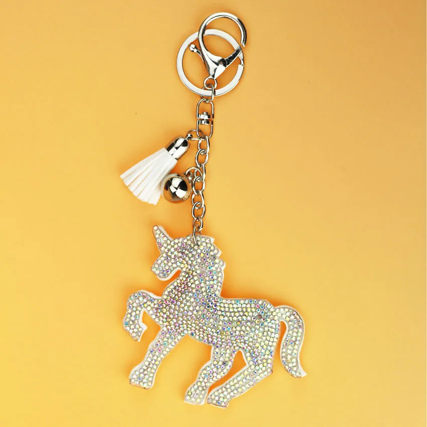 Единорог брелок лошадь розовый бархат PU кожа цепочки кольца для ключей держатель